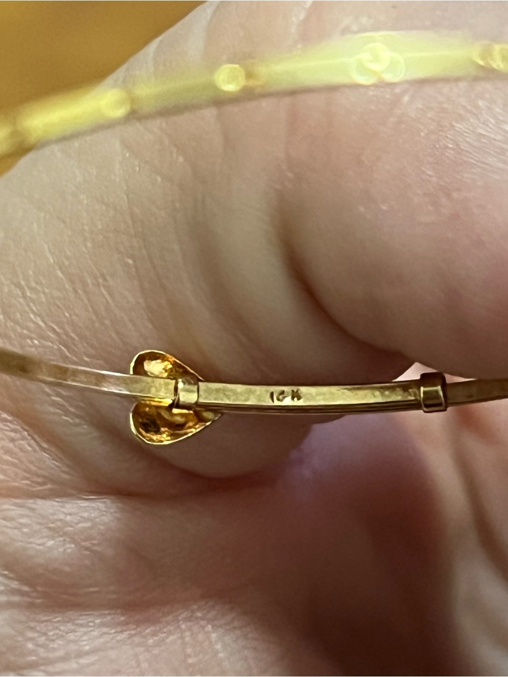 14k Gold Heart Bangle Baby Bracelet - Picture 5 of 5